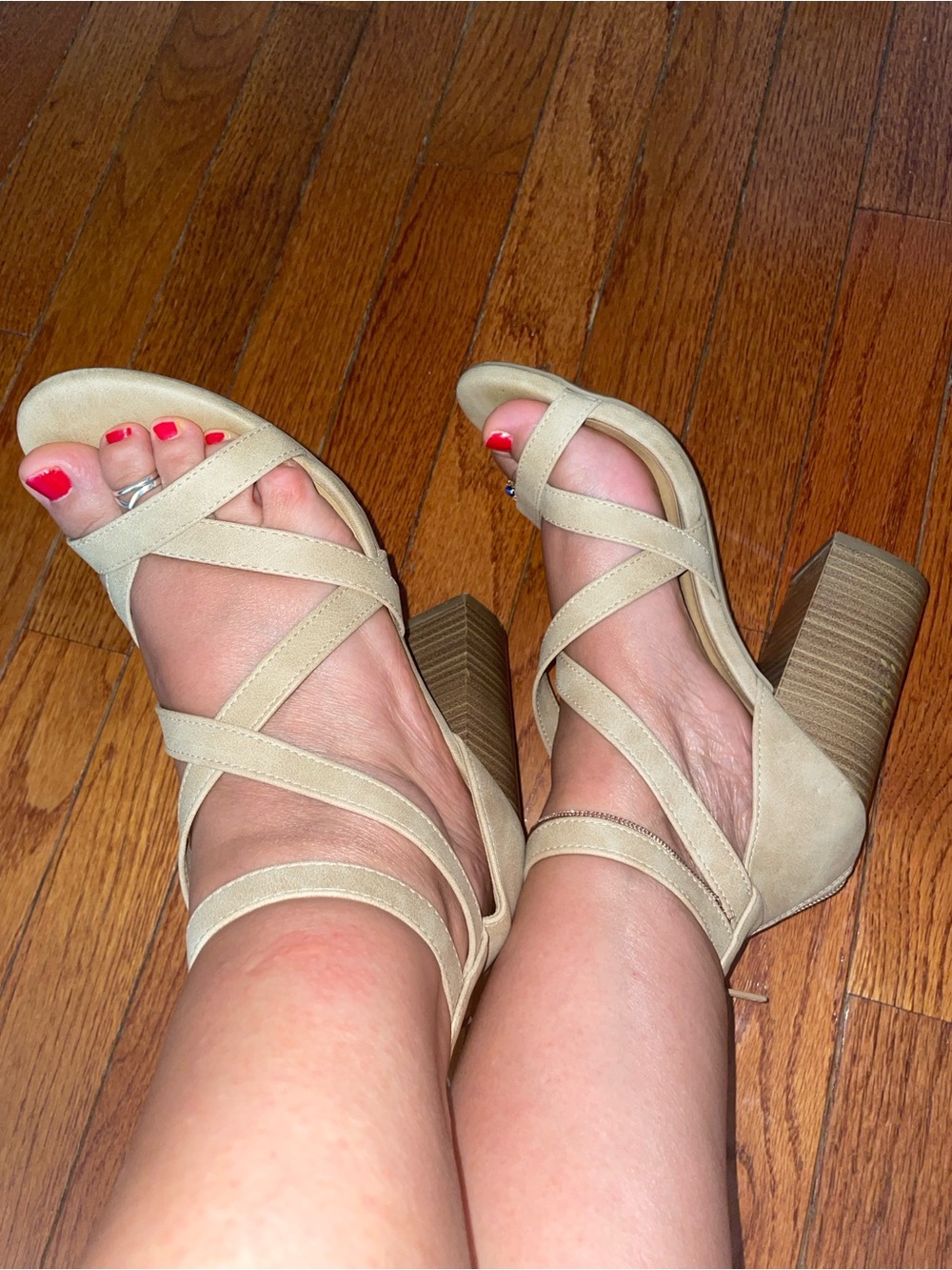 block heel tan sandals
